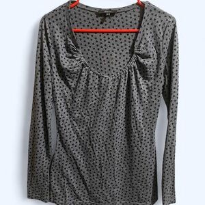 Gray Heart Print  Women Light Weight Long Sleeve Top